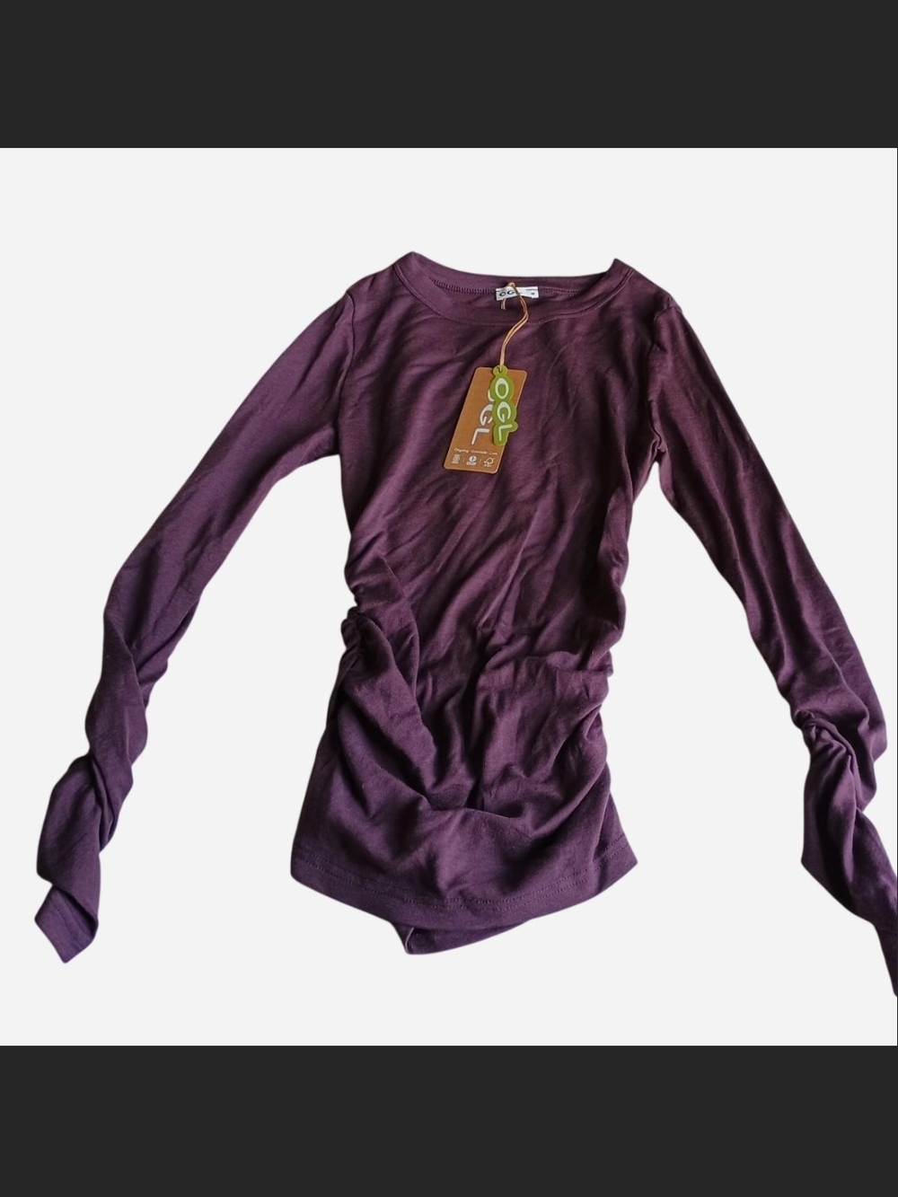 Long Sleeve Ruched Purple Women's Top